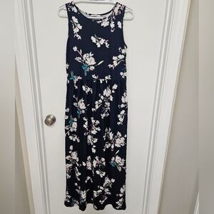Hount Floral Navy Sleeveless Maxi Dress Size M